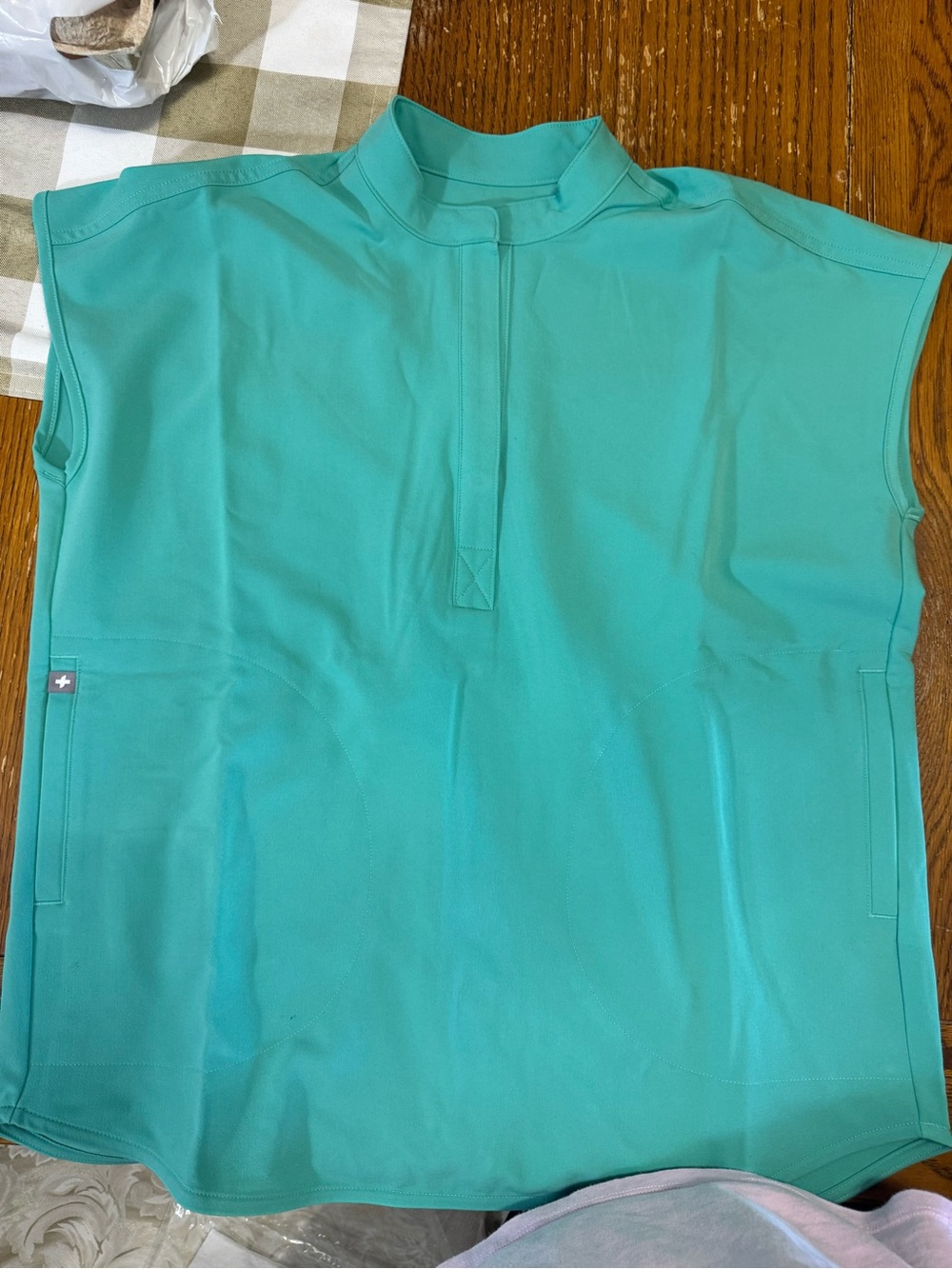 FIGS Women's Teal Technical Mock Neck Top